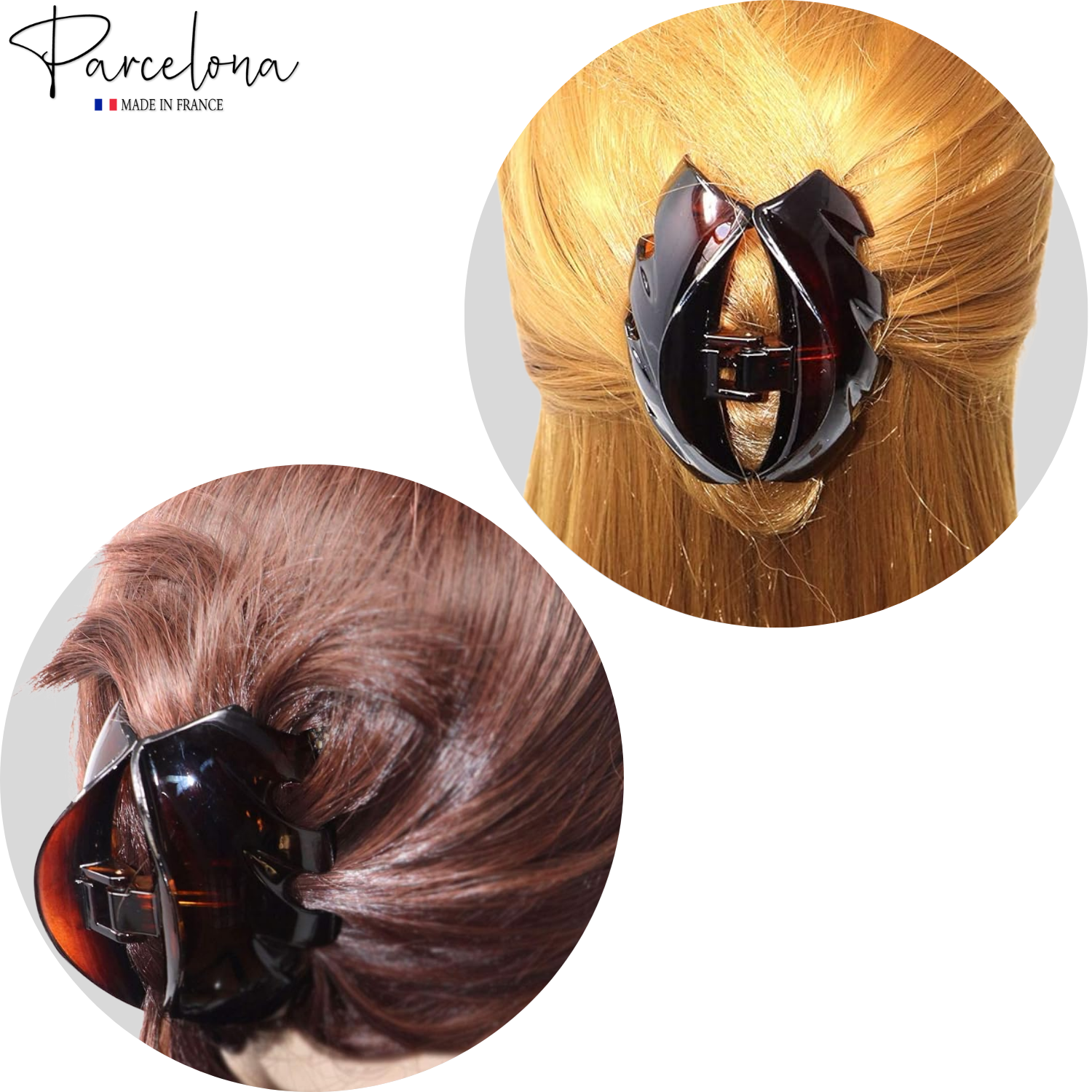 Parcelona French Streaks Wide 3 1/2" Shell Large Covered Spring Hair Claw Clip