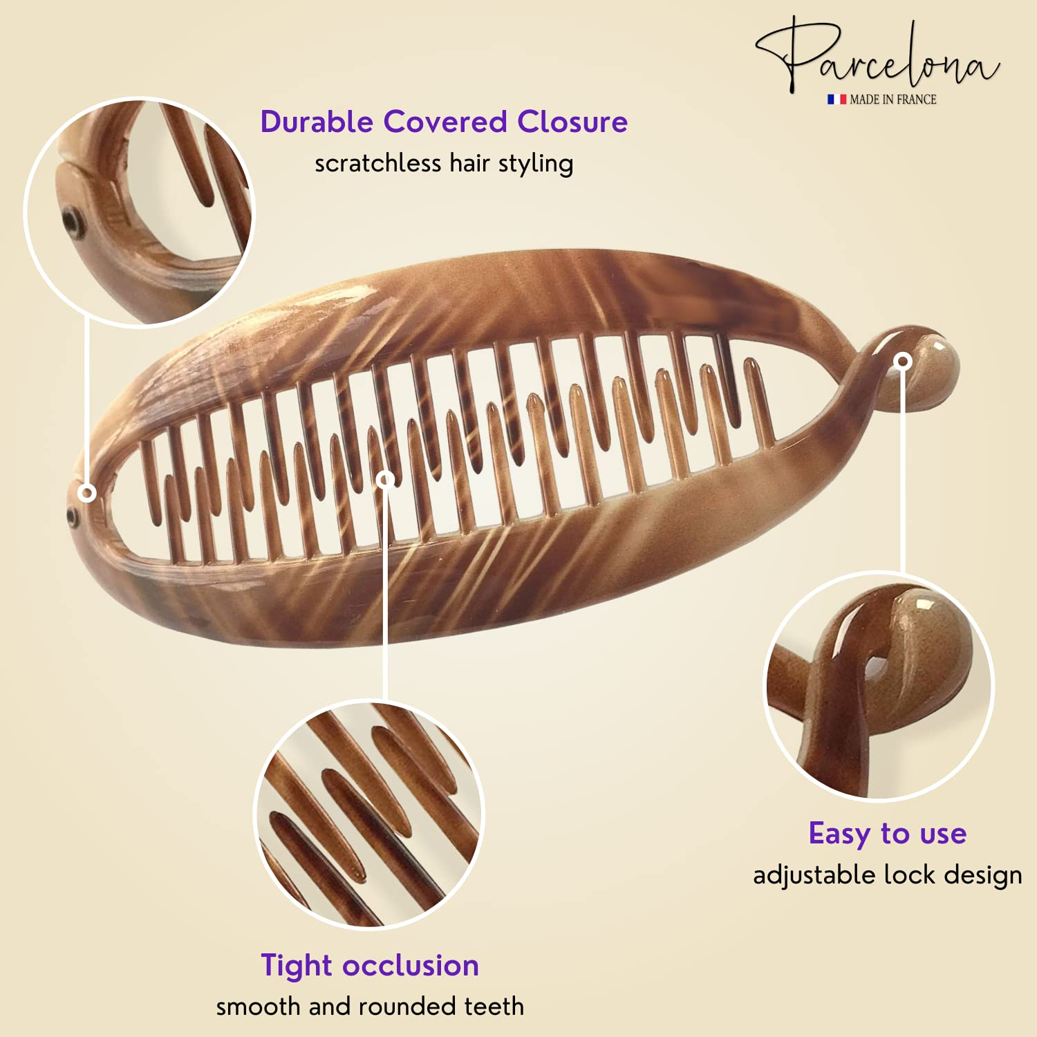 Parcelona French Large 5.5" Cellulose Ponytail Holder Banana Hair Clip for Women