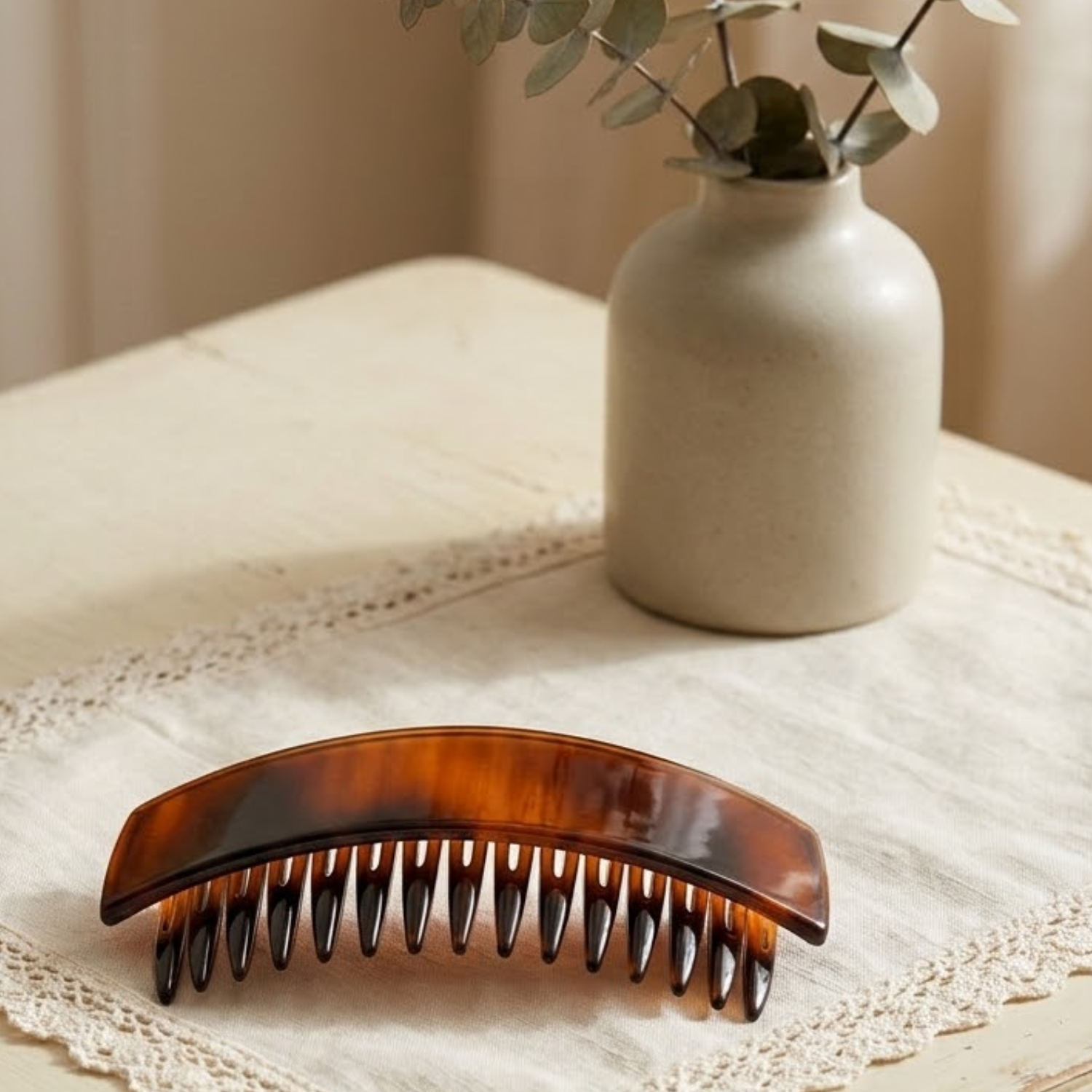 Parcelona French Crescent Tortoise Shell Cellulose Acetate Side Comb Set of 2