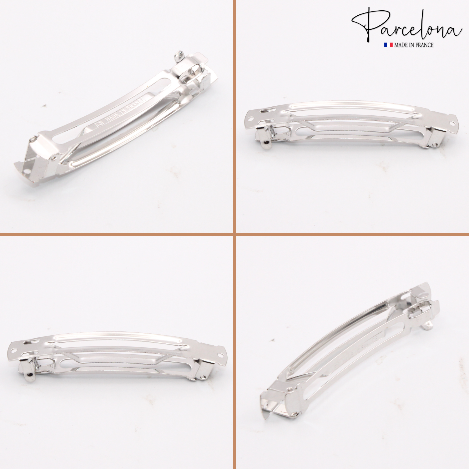 Parcelona French Metal Barrettes 2 3/4" No Slip Grip Women Hair Clips (10 Pcs)
