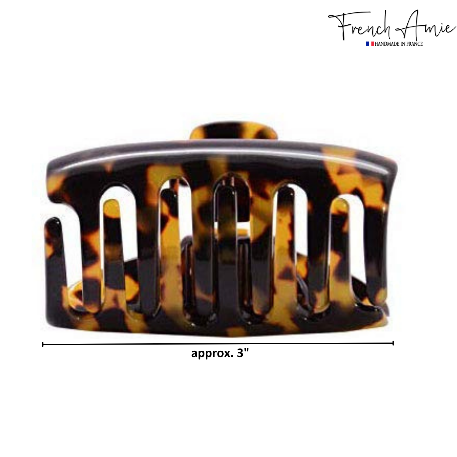 French Amie Tubular Wide Large Handmade Cellulose Jaw Hair Claw for Women