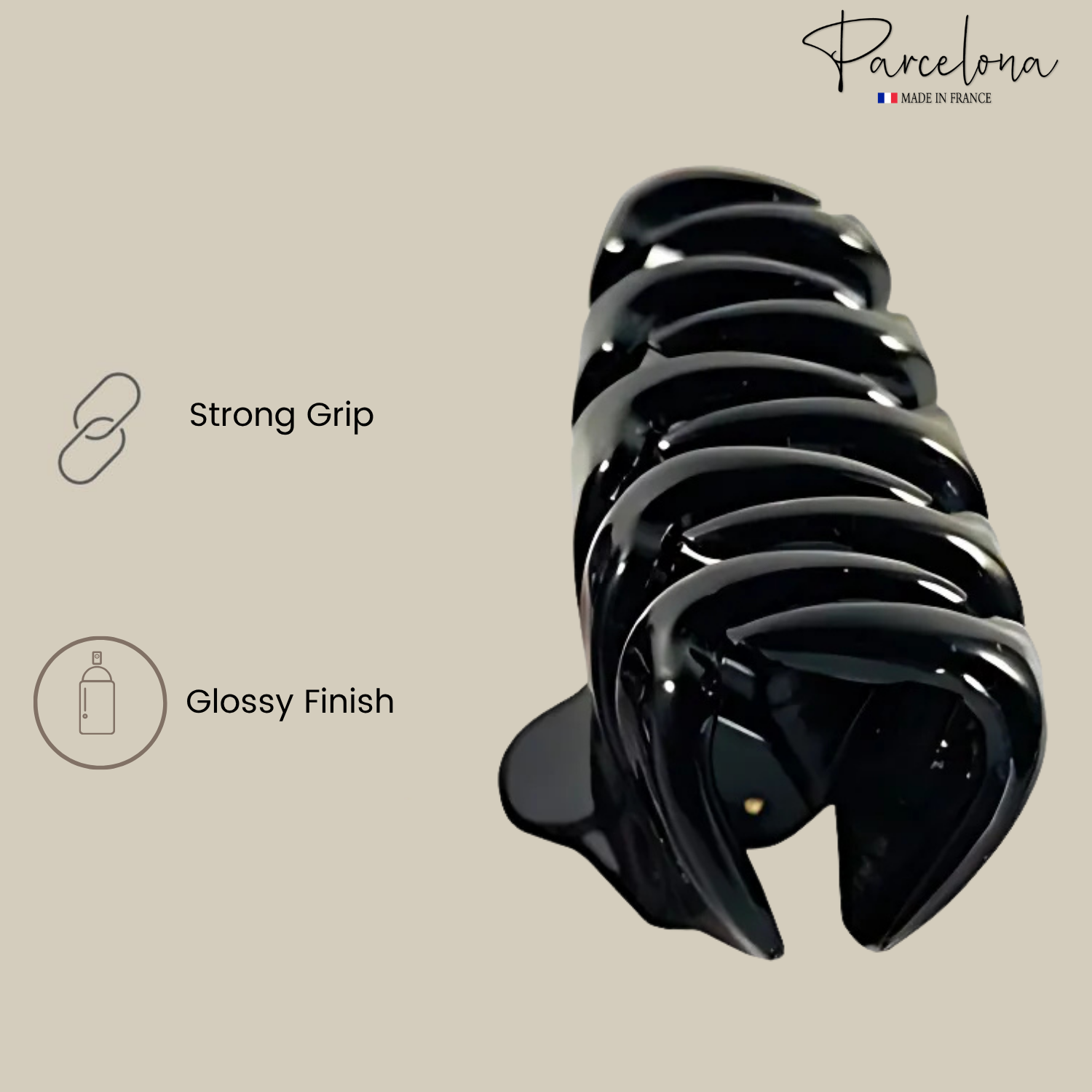 Parcelona French Tubular Small Tortoise Shell Black Jaw Hair Claw Clips