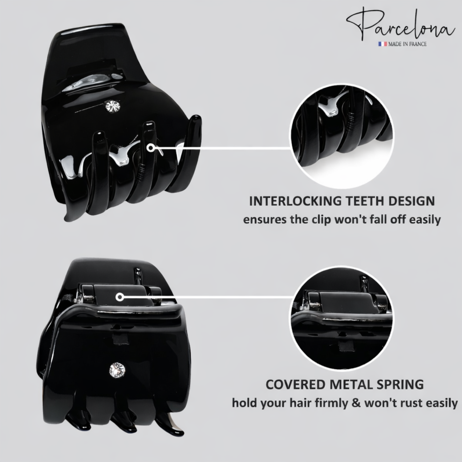 Parcelona French Mignon 1.25" Mini Hair Claw Crystal Accent Clips for Women 2pcs