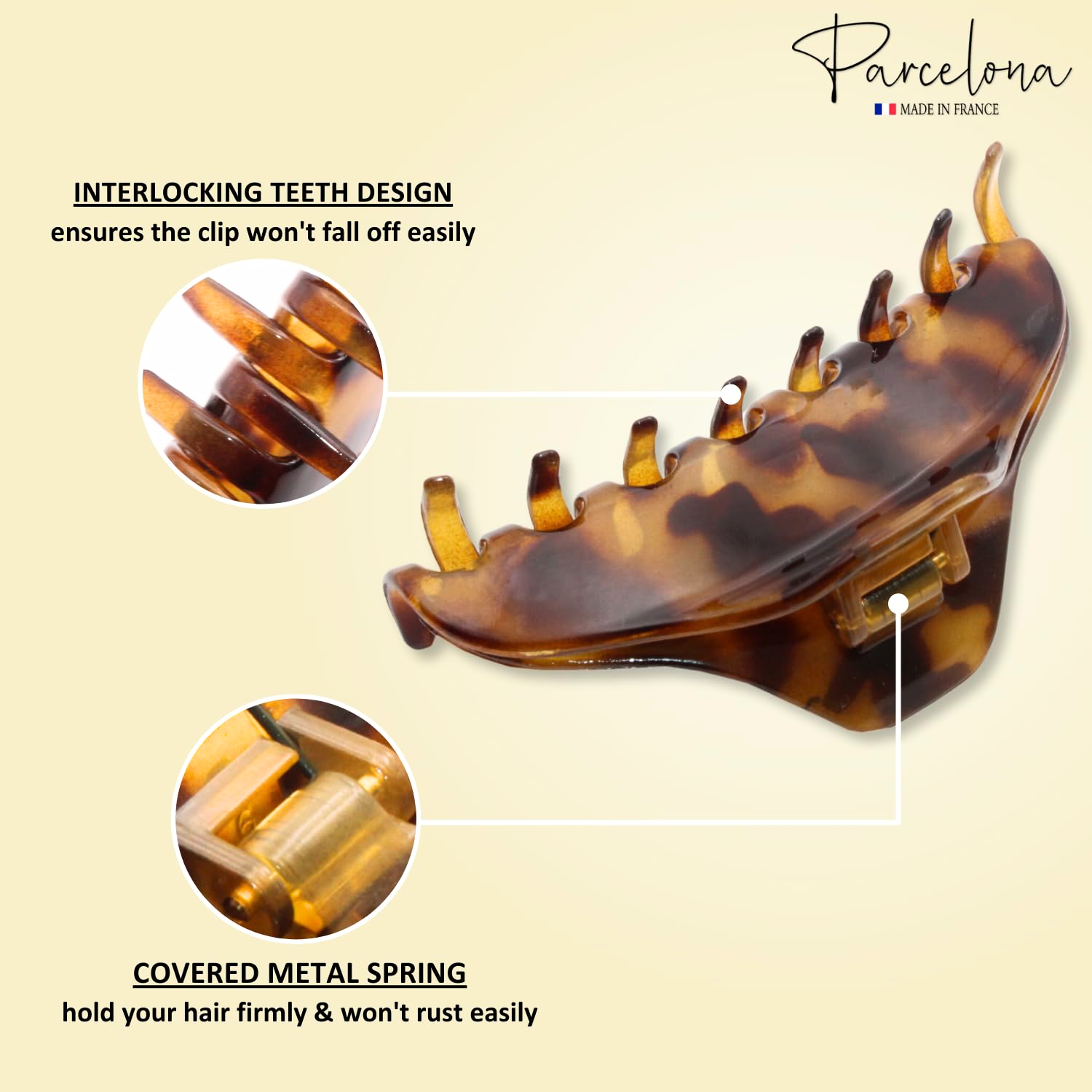 Parcelona French Boss Thin 3 1/2" Medium Cellulose Jaw Hair Claw for Women