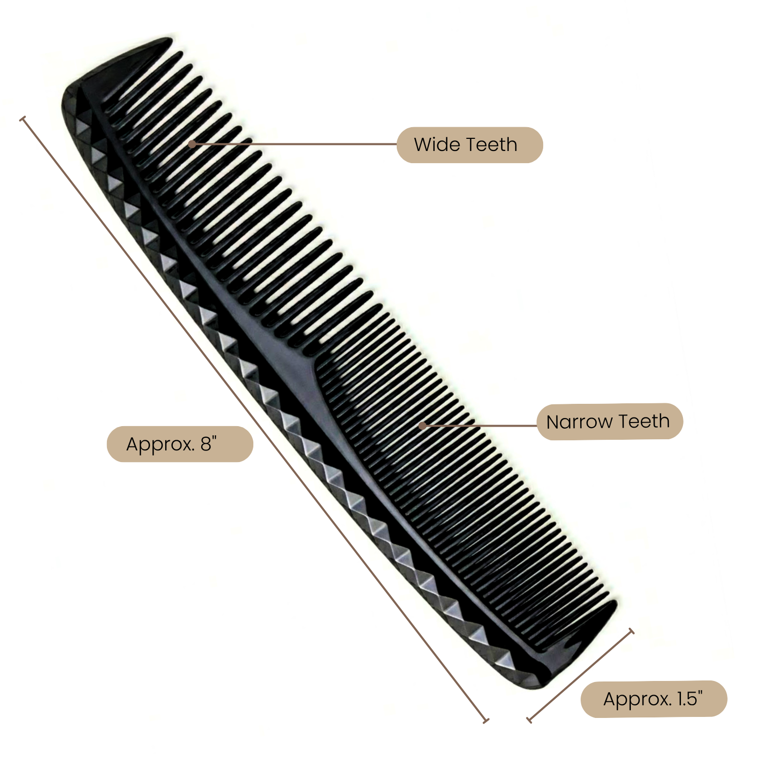 Parcelona Peigne Cellulose Acetate Black Dual Tooth Hair Styling Comb