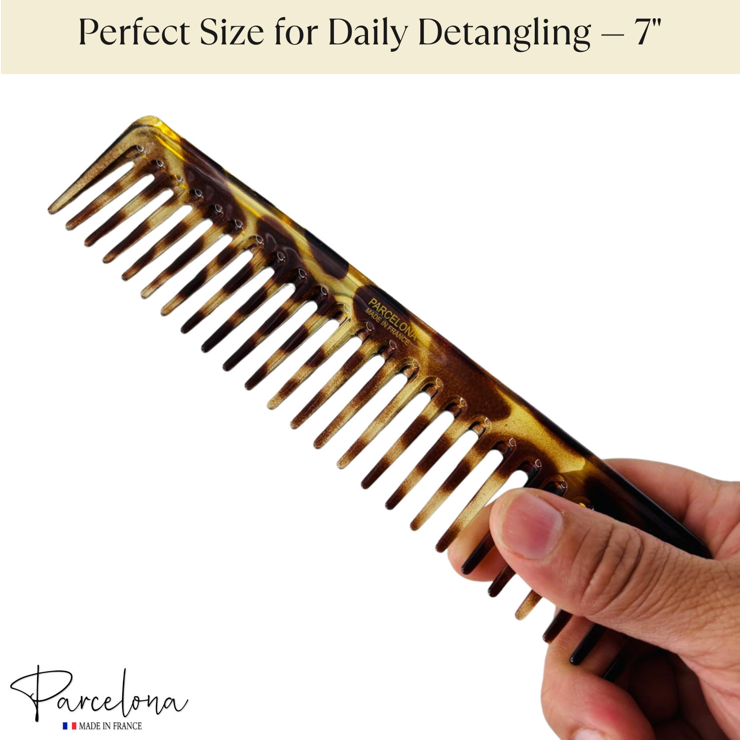 Parcelona French Wide Tooth Rake Giraffe Large Cellulose Hair Detangling Comb