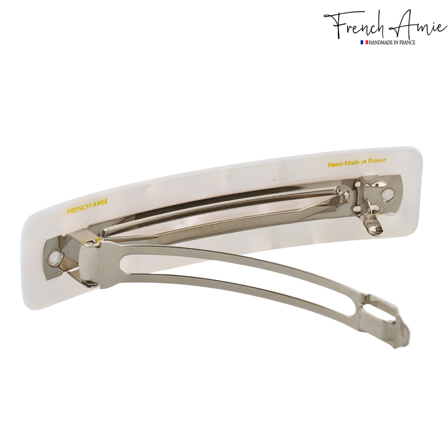 French Amie Long Rectangle Handmade Large Hair Barrette Clip for Women N Girls