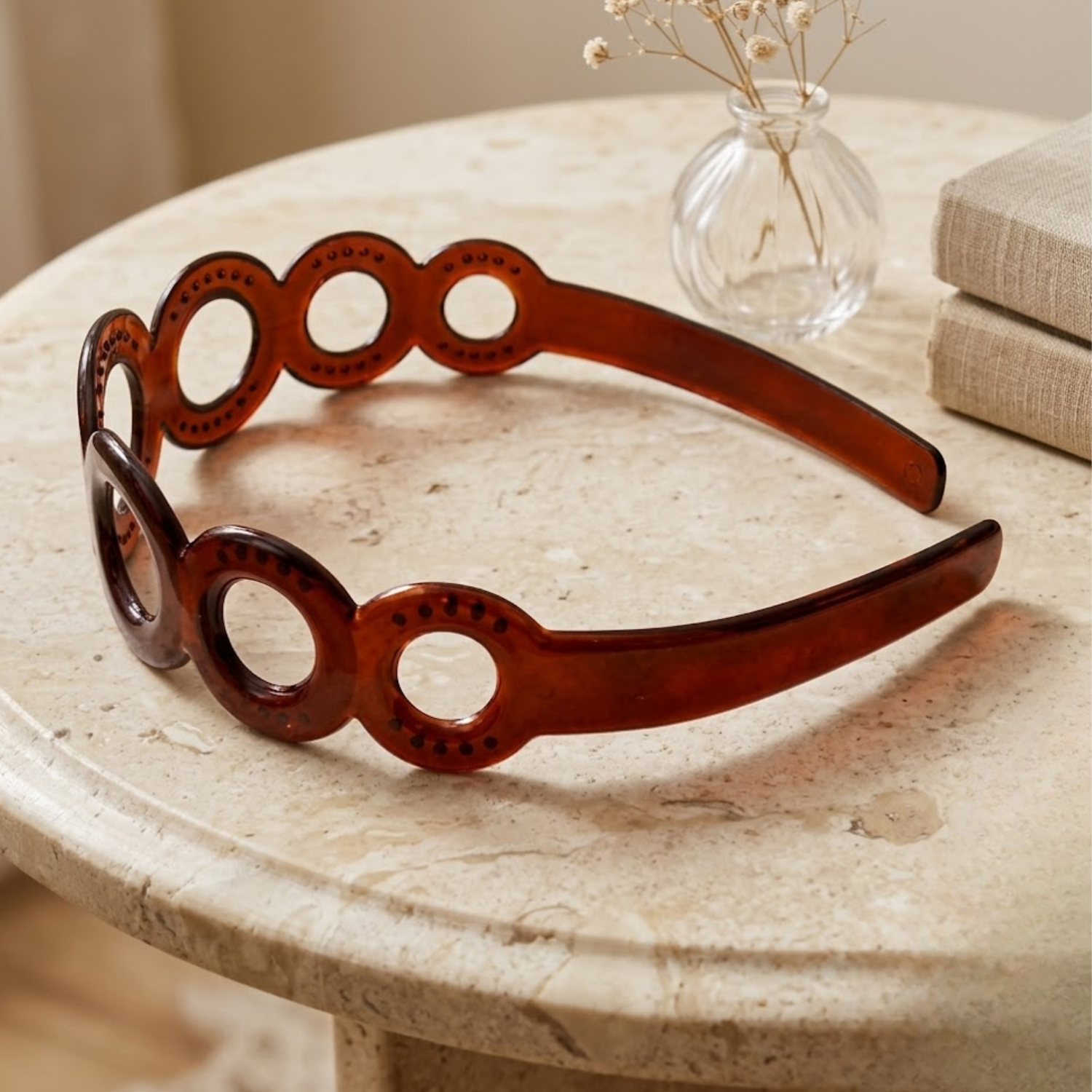 Parcelona French Circle Wide 1.75" Tortoise Shell Cellulose Acetate Headband