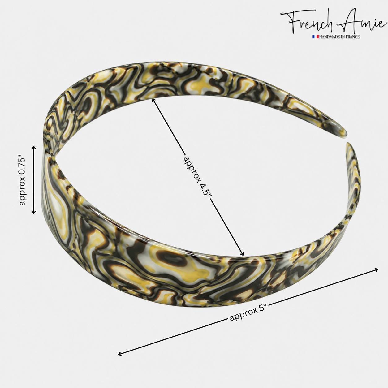 French Amie Ultracomfort Wide 1 1/4" Cellulose Handmade French Hair Headband
