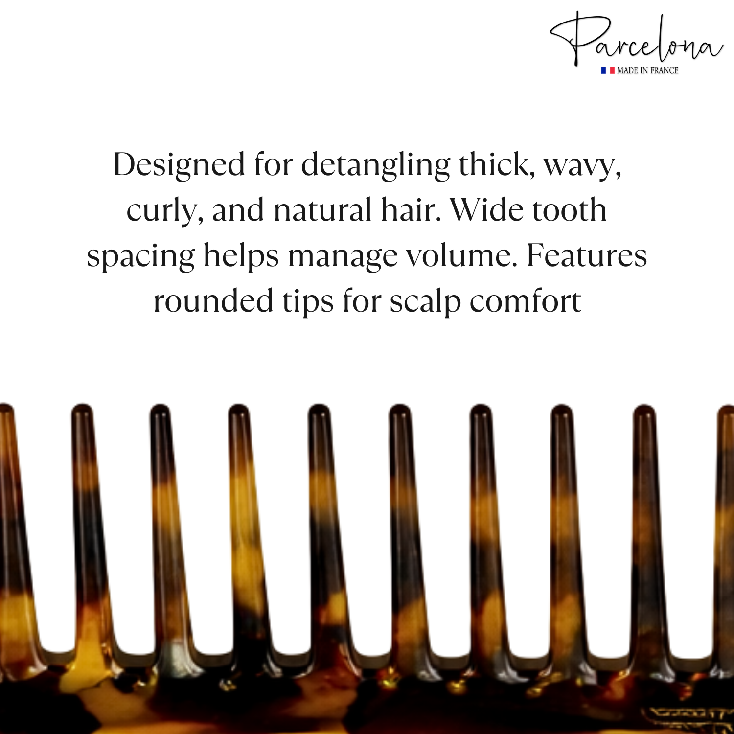Parcelona French Wide Tooth Rake Giraffe Large Cellulose Hair Detangling Comb
