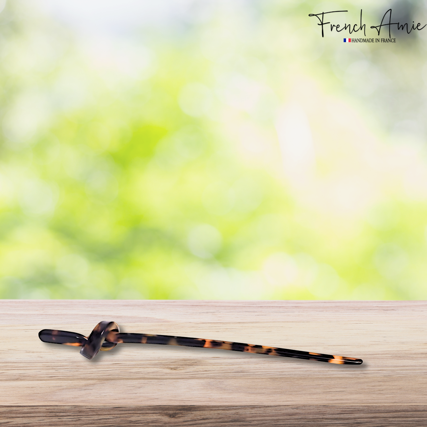 French Amie Knot Handmade 7" Tokyo Cellulose Acetate Chignon Bun Hair Pin Stick