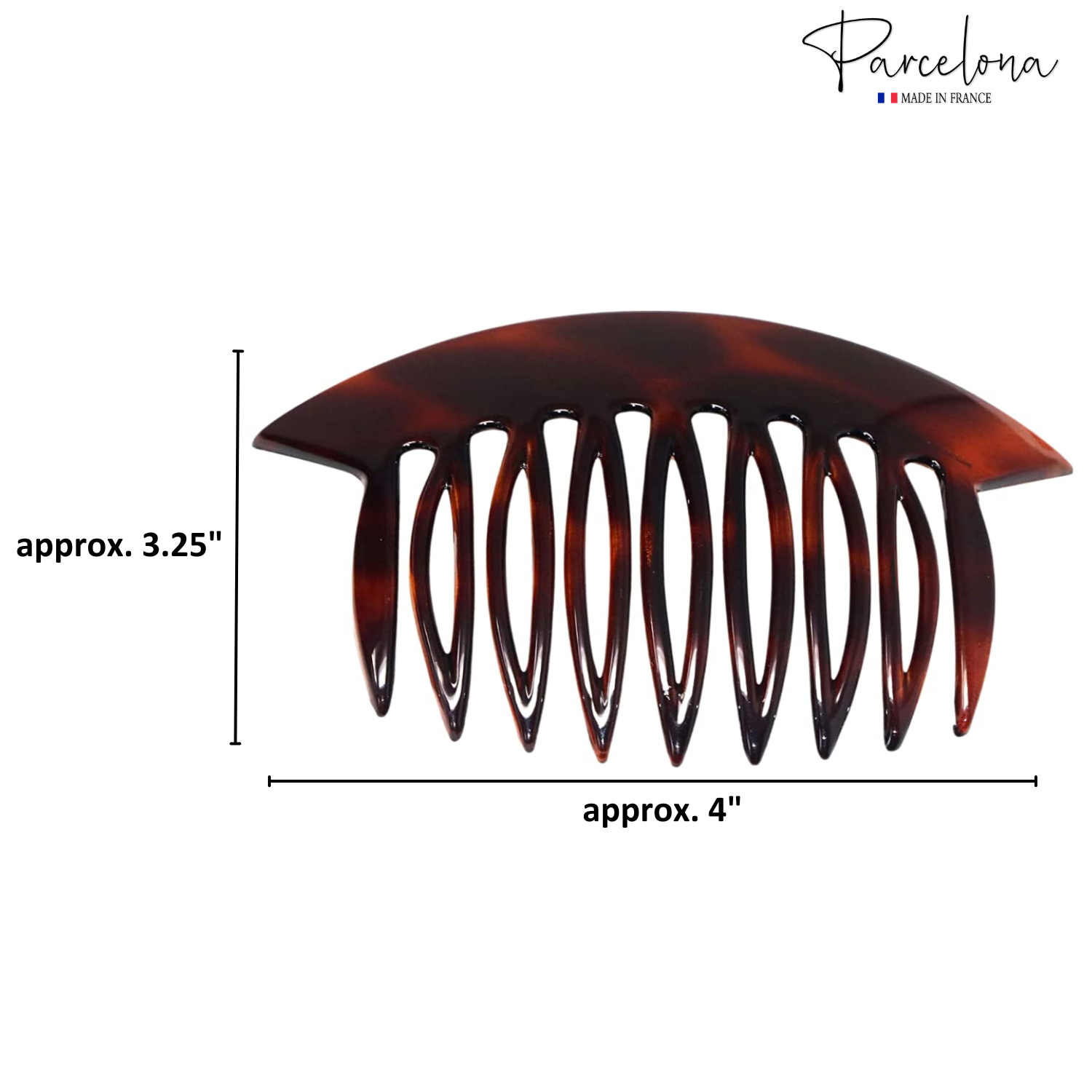 Parcelona French Wide Edge Shell Large 4" Cellulose Set of 2 Side Hair Combs