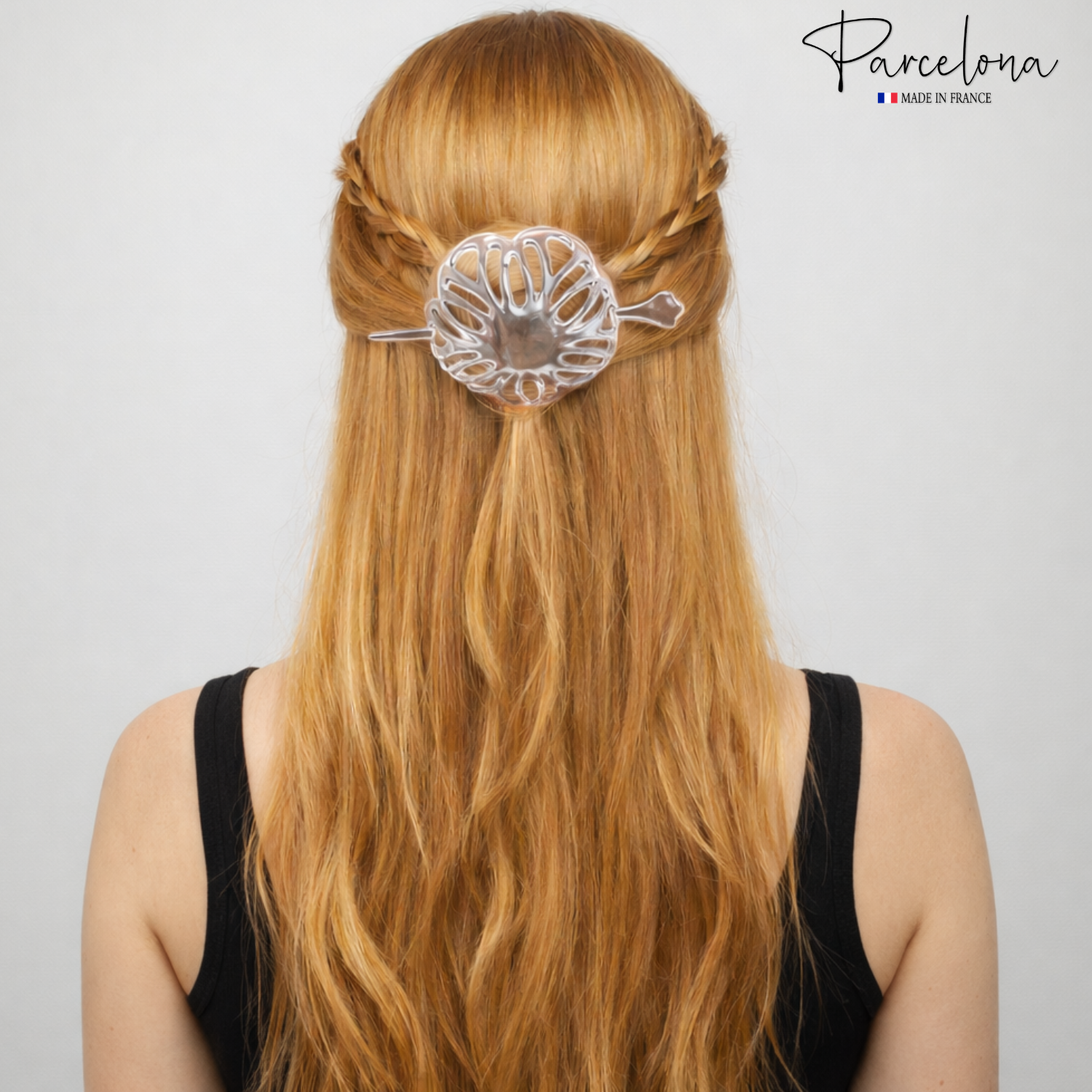 Parcelona French Radial 3.5 Inch Dome Bun Holder Hair Slide Cuff Pin with Stick