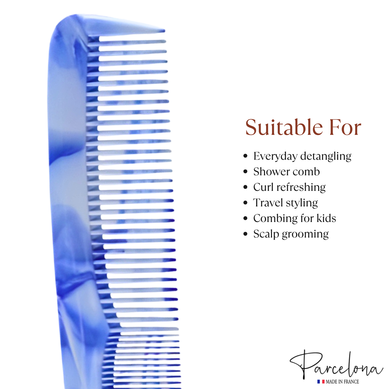 Parcelona French Small 5.25" Pocket Hair Comb for Women, Men for Daily Grooming