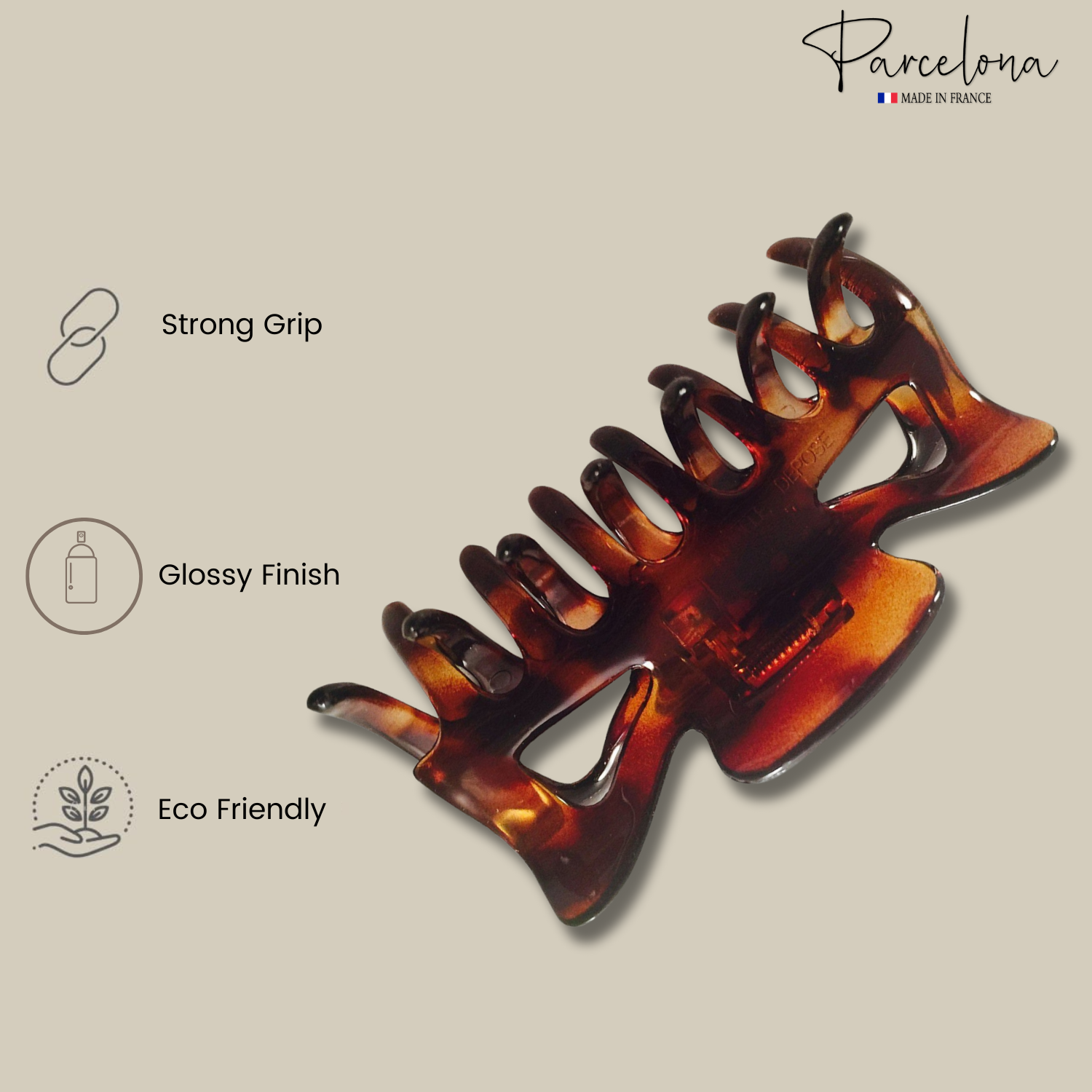 Parcelona French Classic Tortoise Shell Cellulose Medium 3" Jaw Hair Claw(2 Pcs)
