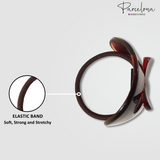 Parcelona French Bow Celluloid Shell Ponytail Elastic Hair Tie Ponies Band