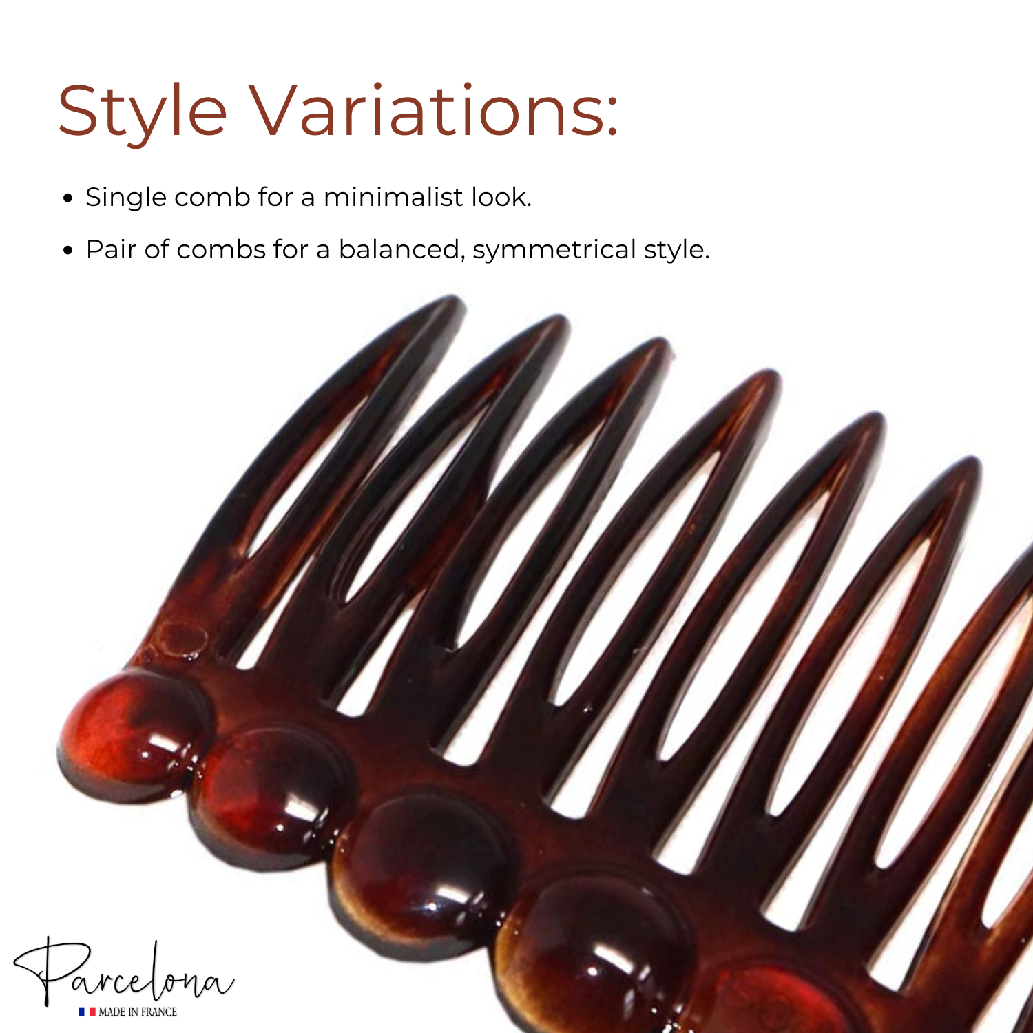 Parcelona French Circles Edge Small 2.75” Cellulose Side Hair Combs - 2 Pcs