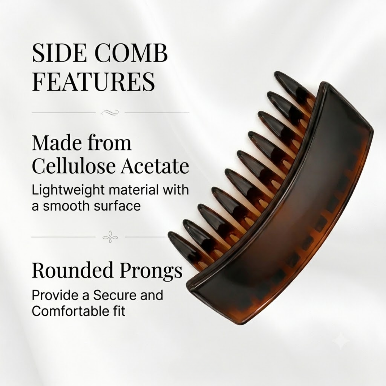 Parcelona French Arch Tortoise Shell Cellulose Acetate Side Comb Set of 2