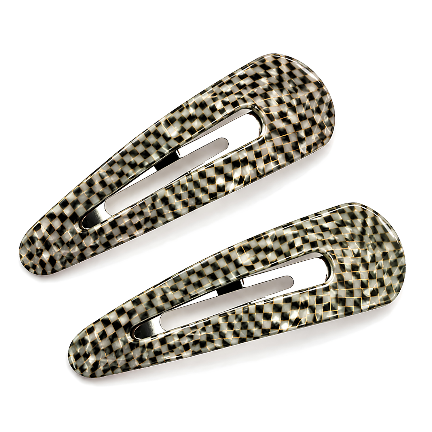 French Amie Clic Clac Large Handmade Cellulose Snap Hair Pins for Women(2 Pcs)