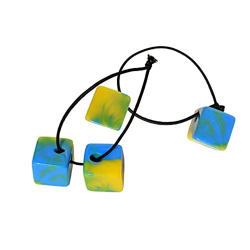 Parcelona French Twin Cube Small Cellulose Acetate Elastic Hair Ties (2 Pcs)