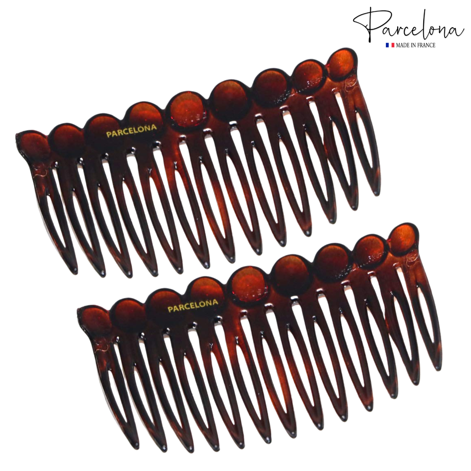 Parcelona French Circles Edge Small 2.75” Cellulose Side Hair Combs - 2 Pcs