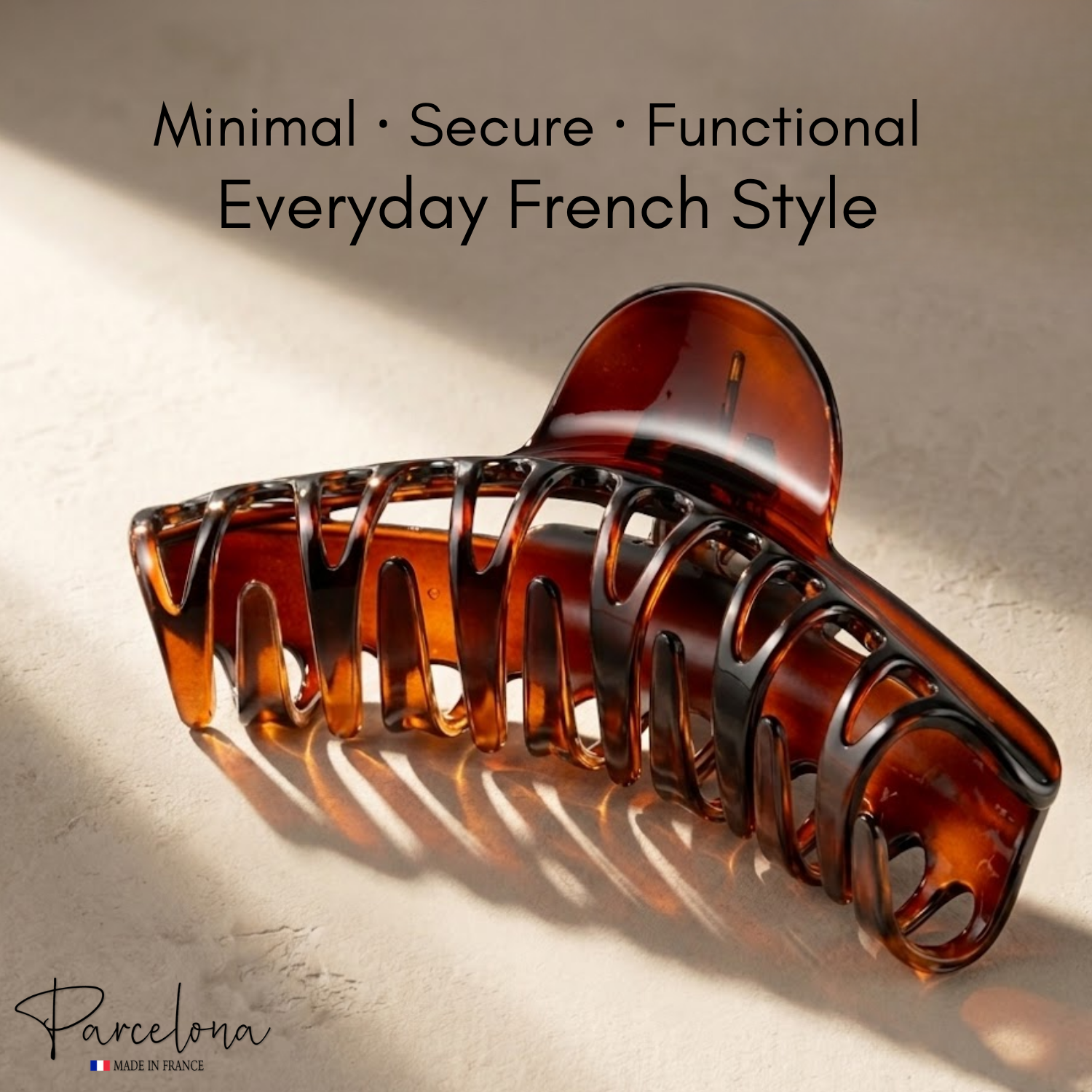 Parcelona French Curvy Large 5 Inches Long Cellulose Tortoise Shell Hair Claw