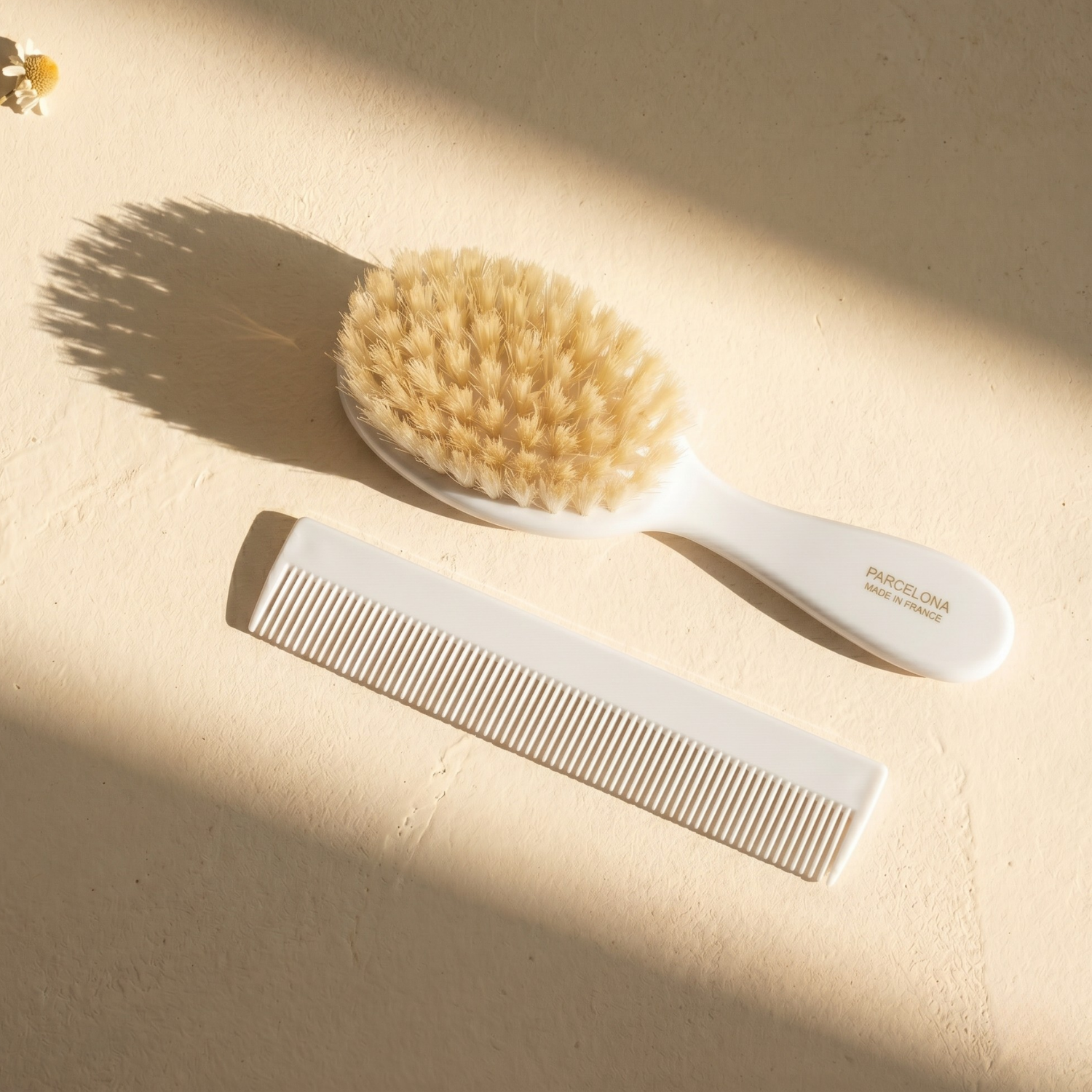 Parcelona French Grooming Combo 6” Cellulose Baby Brush and Comb for Toddlers
