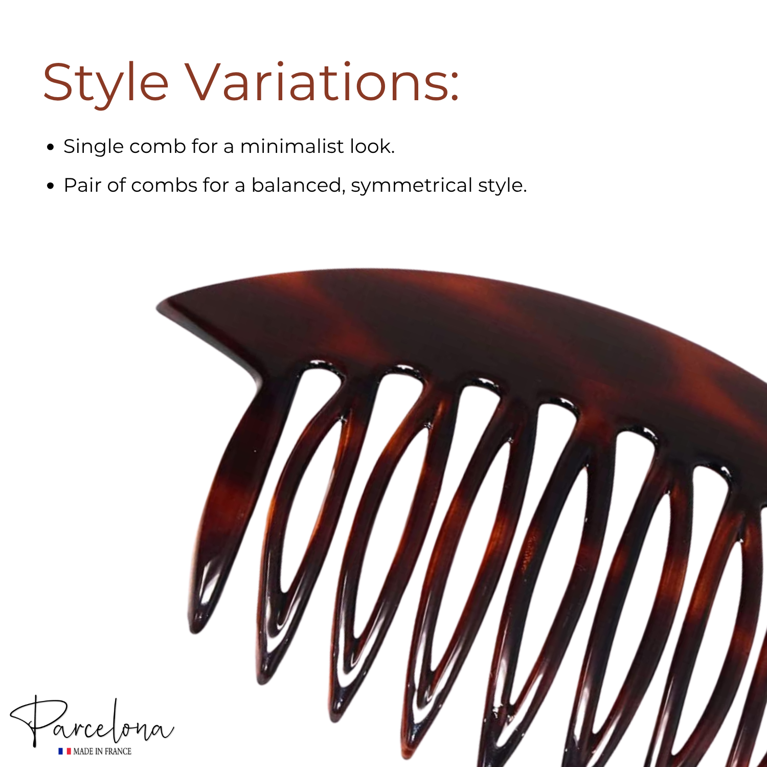 Parcelona French Wide Edge Shell Large 4" Cellulose Set of 2 Side Hair Combs