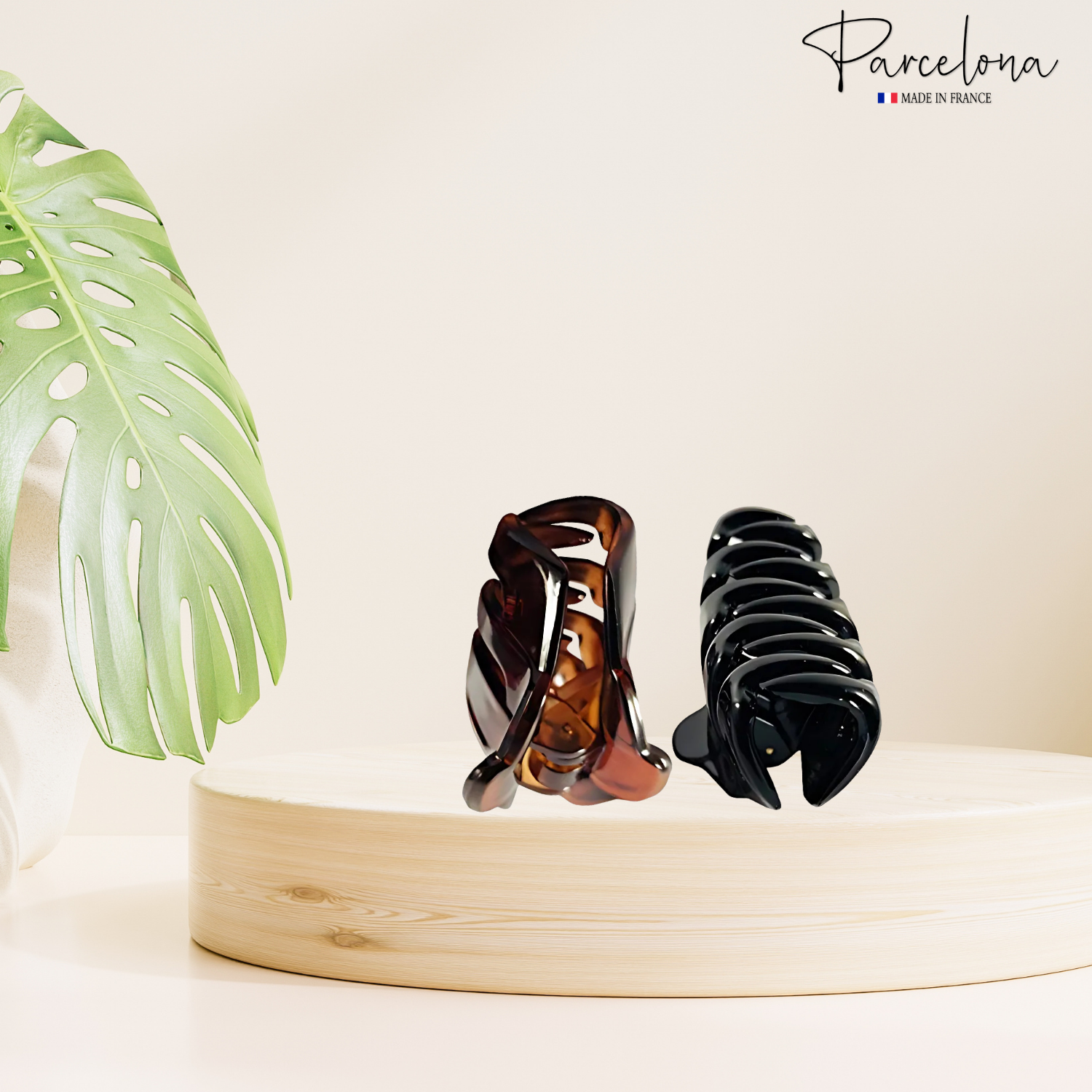 Parcelona French Tubular Small Tortoise Shell Black Jaw Hair Claw Clips