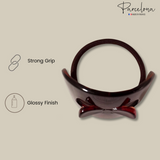 Parcelona French Bow Celluloid Shell Ponytail Elastic Hair Tie Ponies Band