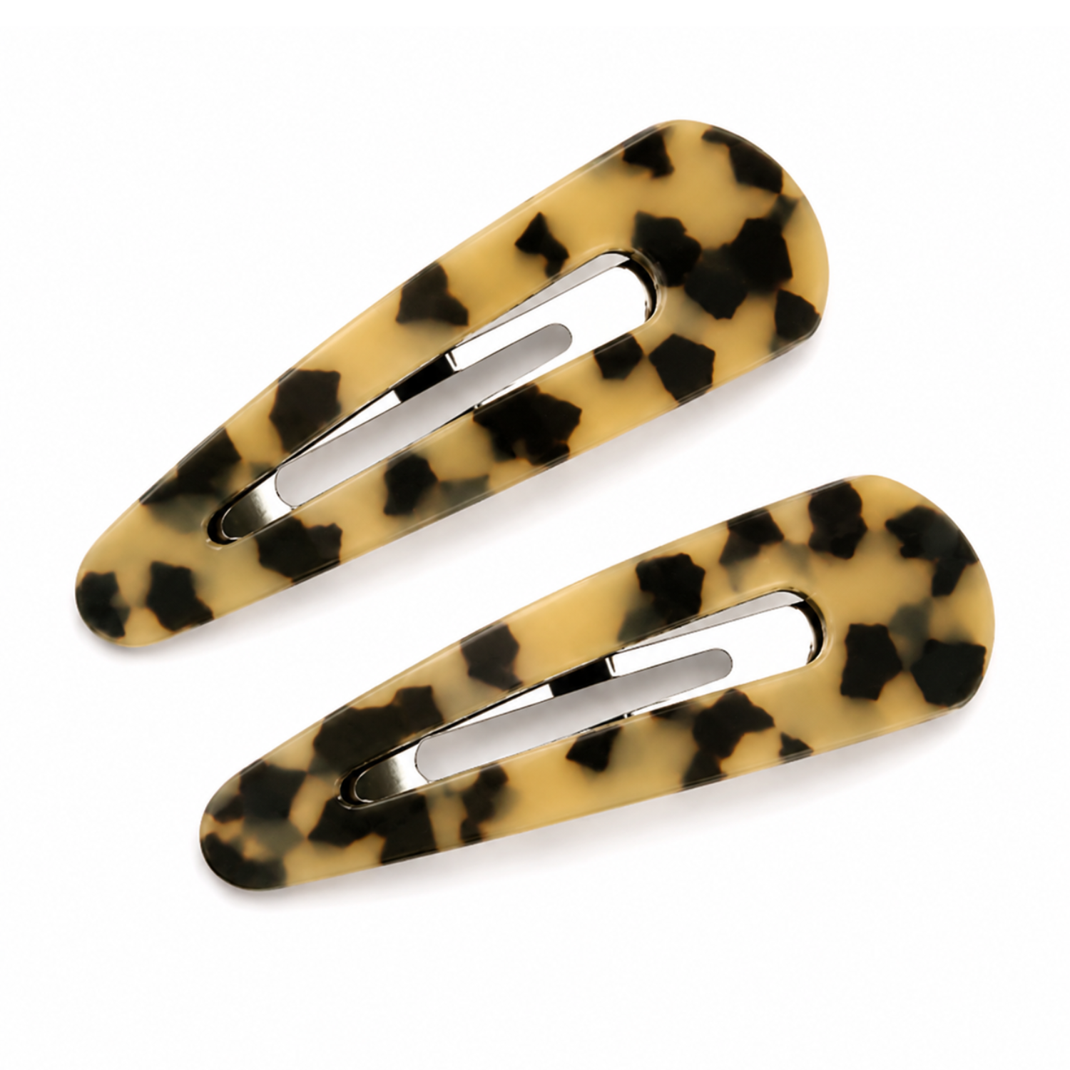 French Amie Clic Clac Large Handmade Cellulose Snap Hair Pins for Women(2 Pcs)