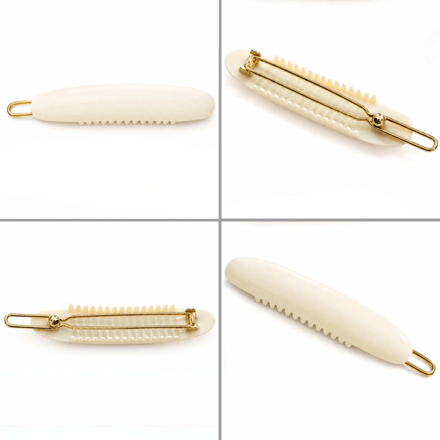 French Amie Oval Hair Barrette Clip Set of 2 Cellulose Acetate Tige Boule Clasp