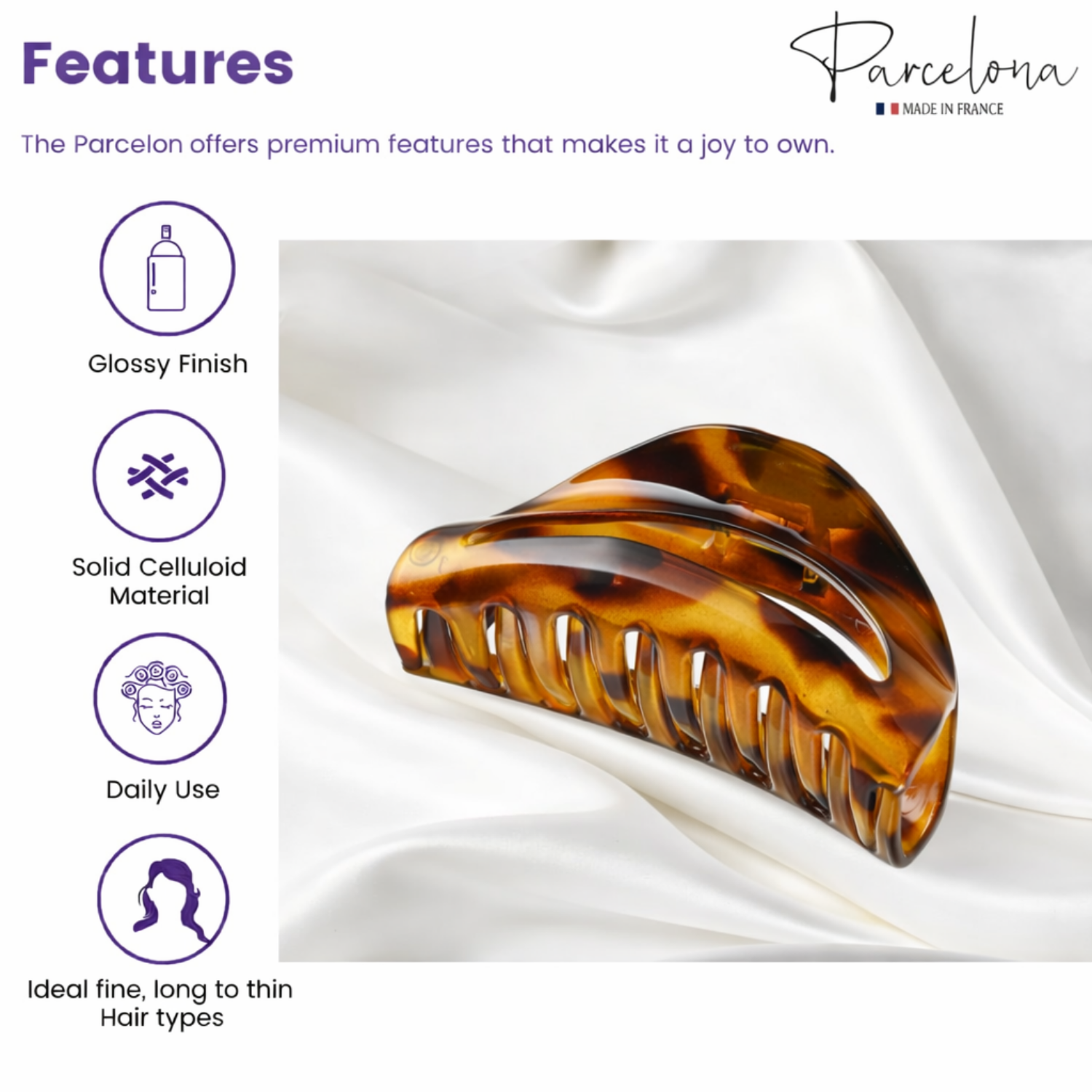 Parcelona French Vrille 2 3/4" Small Shell Jaw Hair Claw Clip for Women
