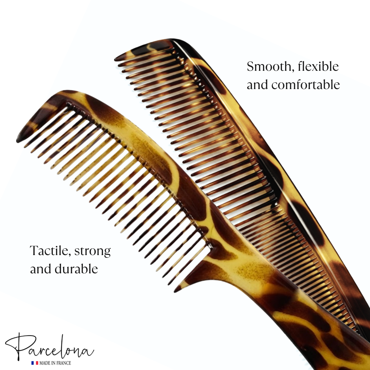 Parcelona Demeler French Giraffe Acetate Wide Tooth Detangling Styling Hair Comb Set 2pc