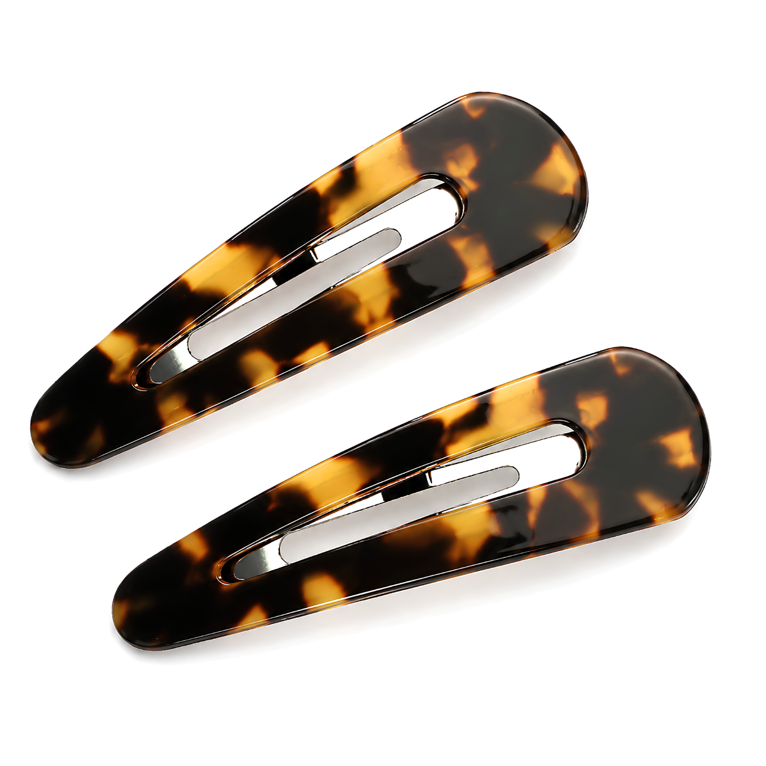 French Amie Clic Clac Large Handmade Cellulose Snap Hair Pins for Women(2 Pcs)