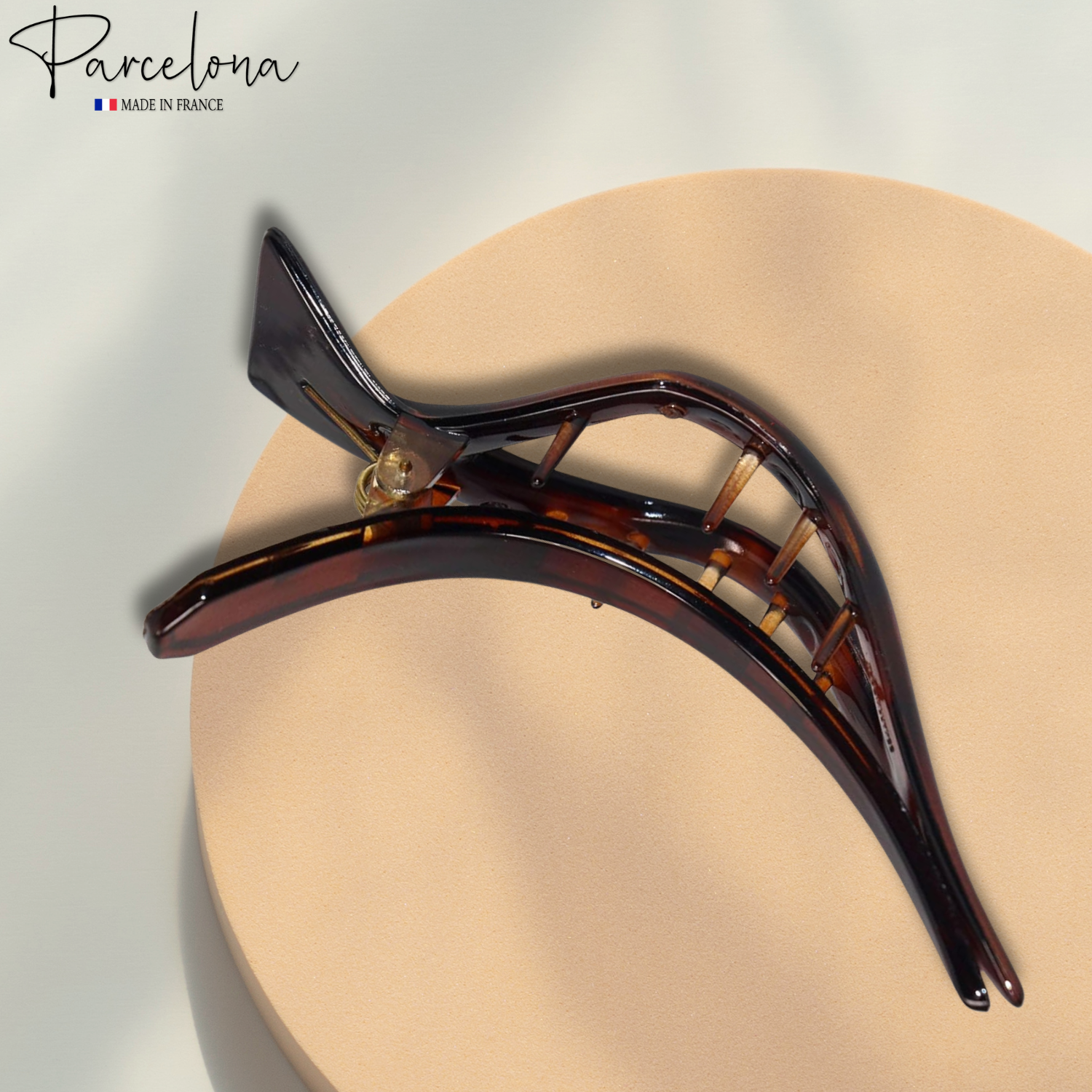 Parcelona French Cardinal Beak Shell Cellulose Medium Hair Slider Yoga Claw Clip