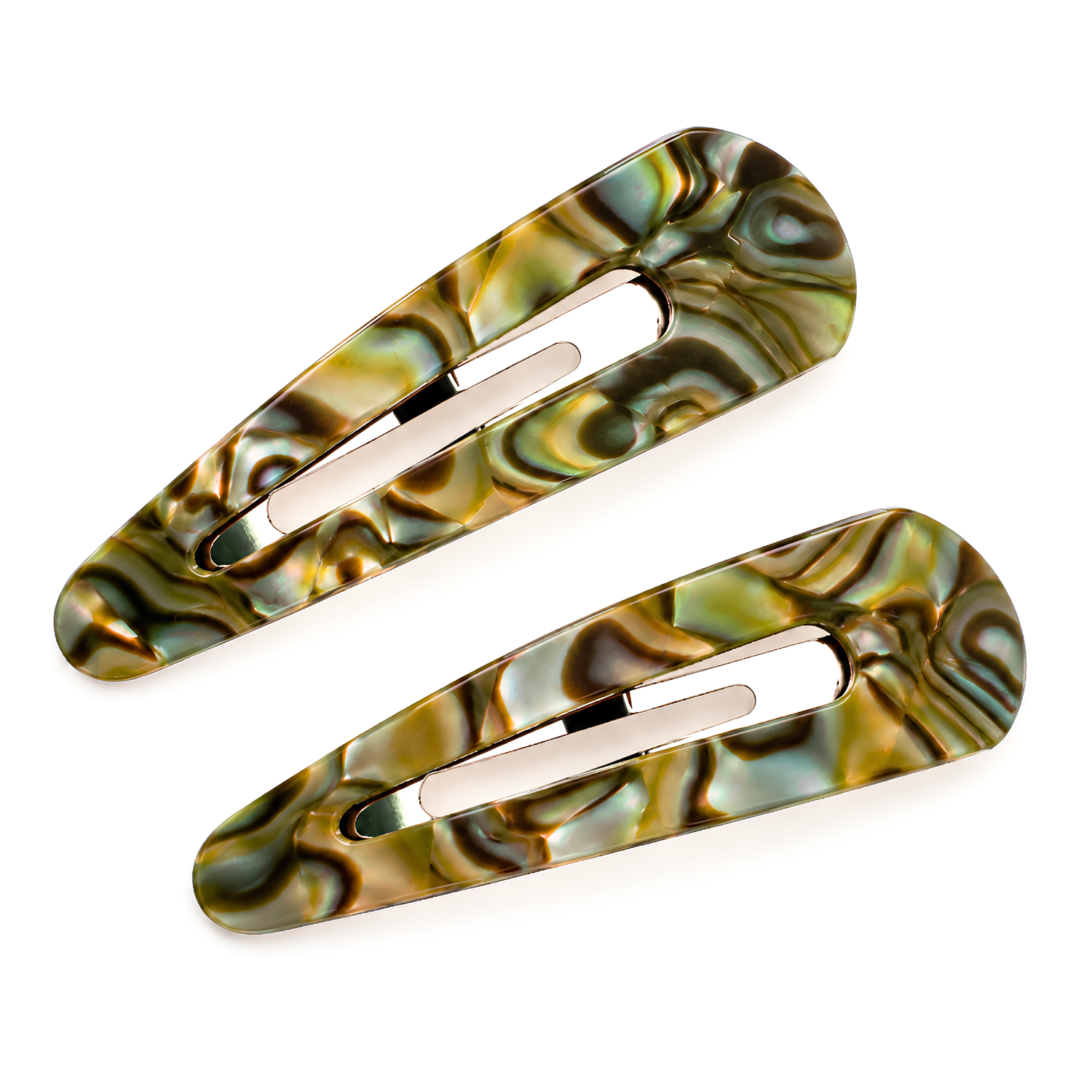 French Amie Clic Clac Large Handmade Cellulose Snap Hair Pins for Women(2 Pcs)