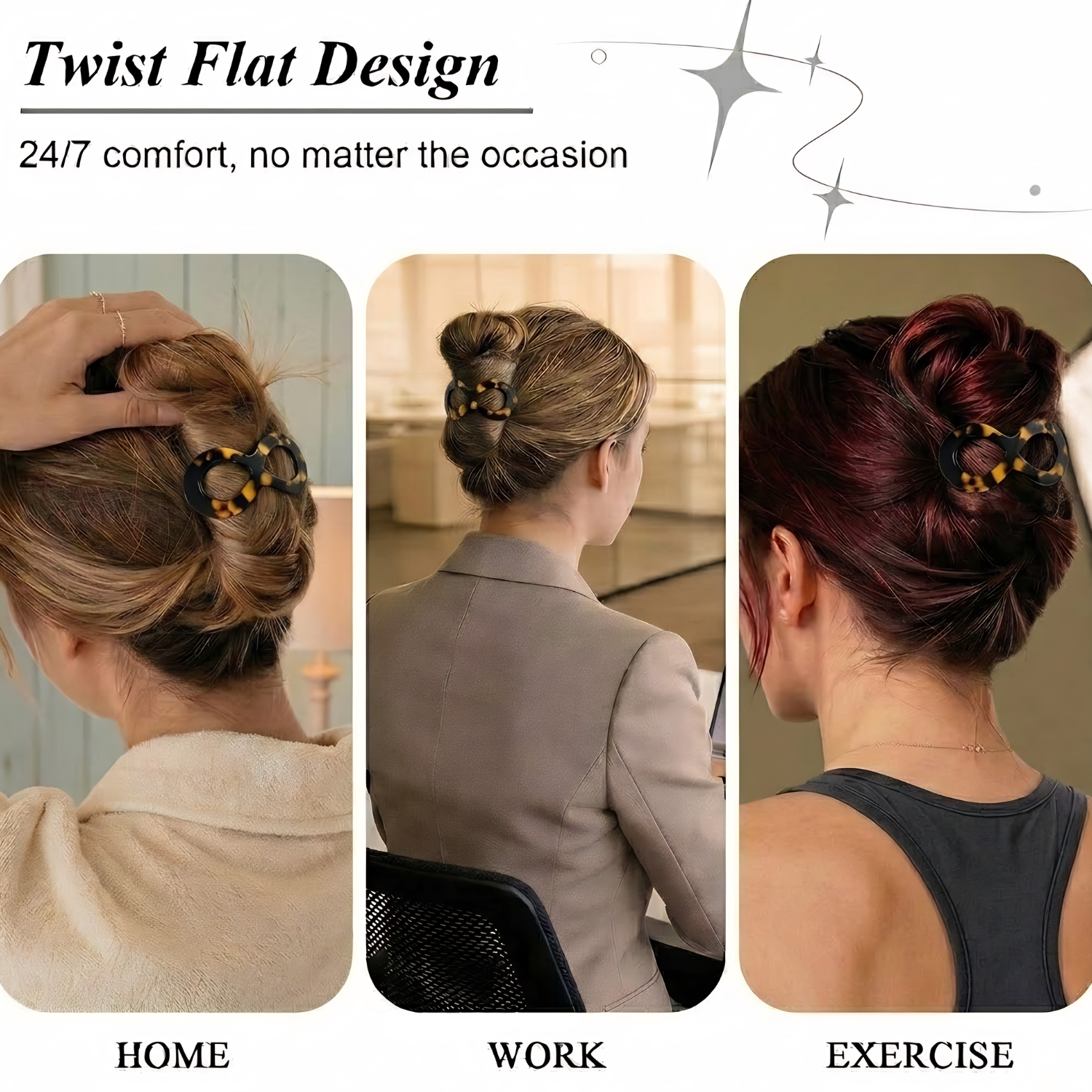 French Amie Infinity Loop Medium Hair Barrette 3" Cellulose Handmade Women Clip