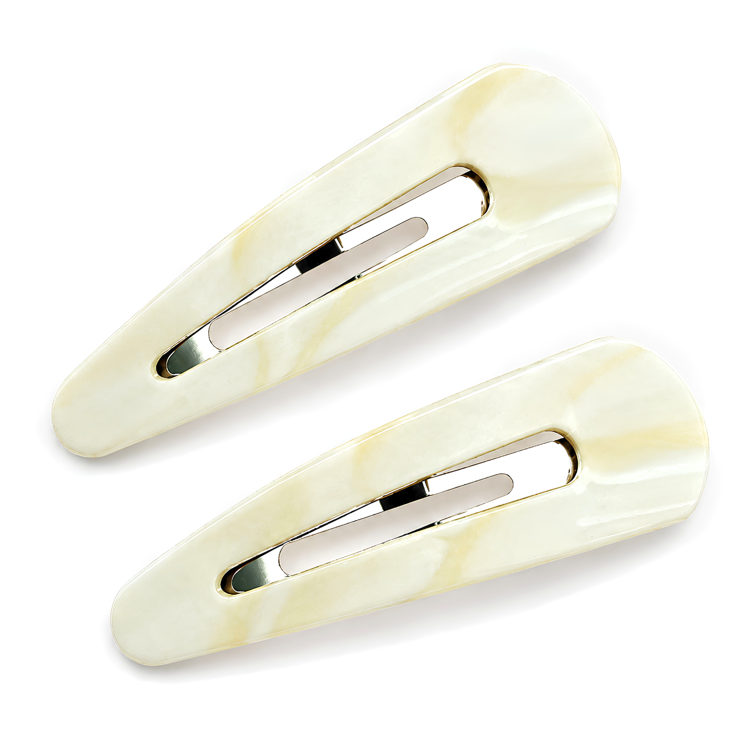 French Amie Clic Clac Large Handmade Cellulose Snap Hair Pins for Women(2 Pcs)