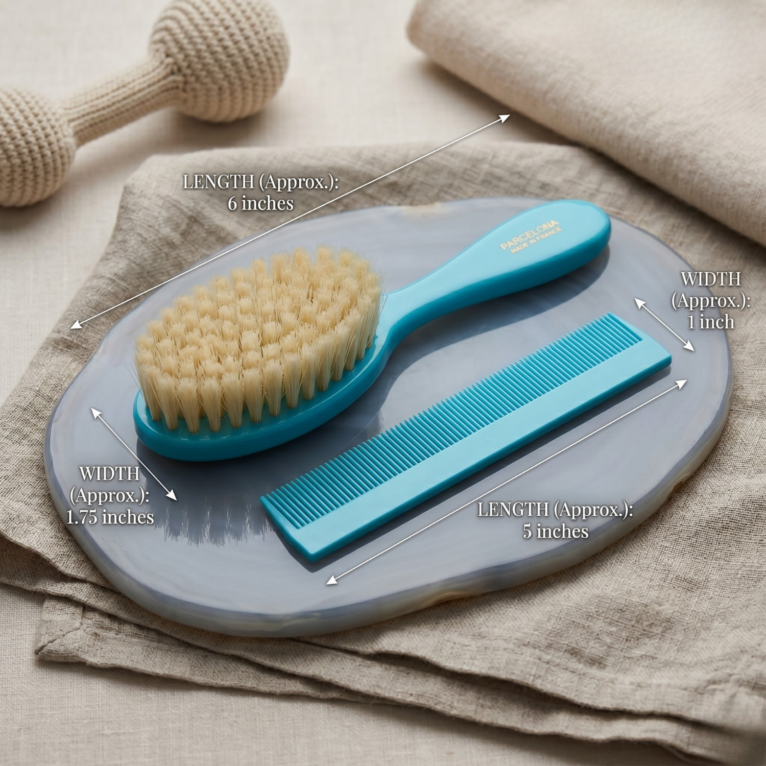 Parcelona French Grooming Combo 6” Cellulose Baby Brush and Comb for Toddlers