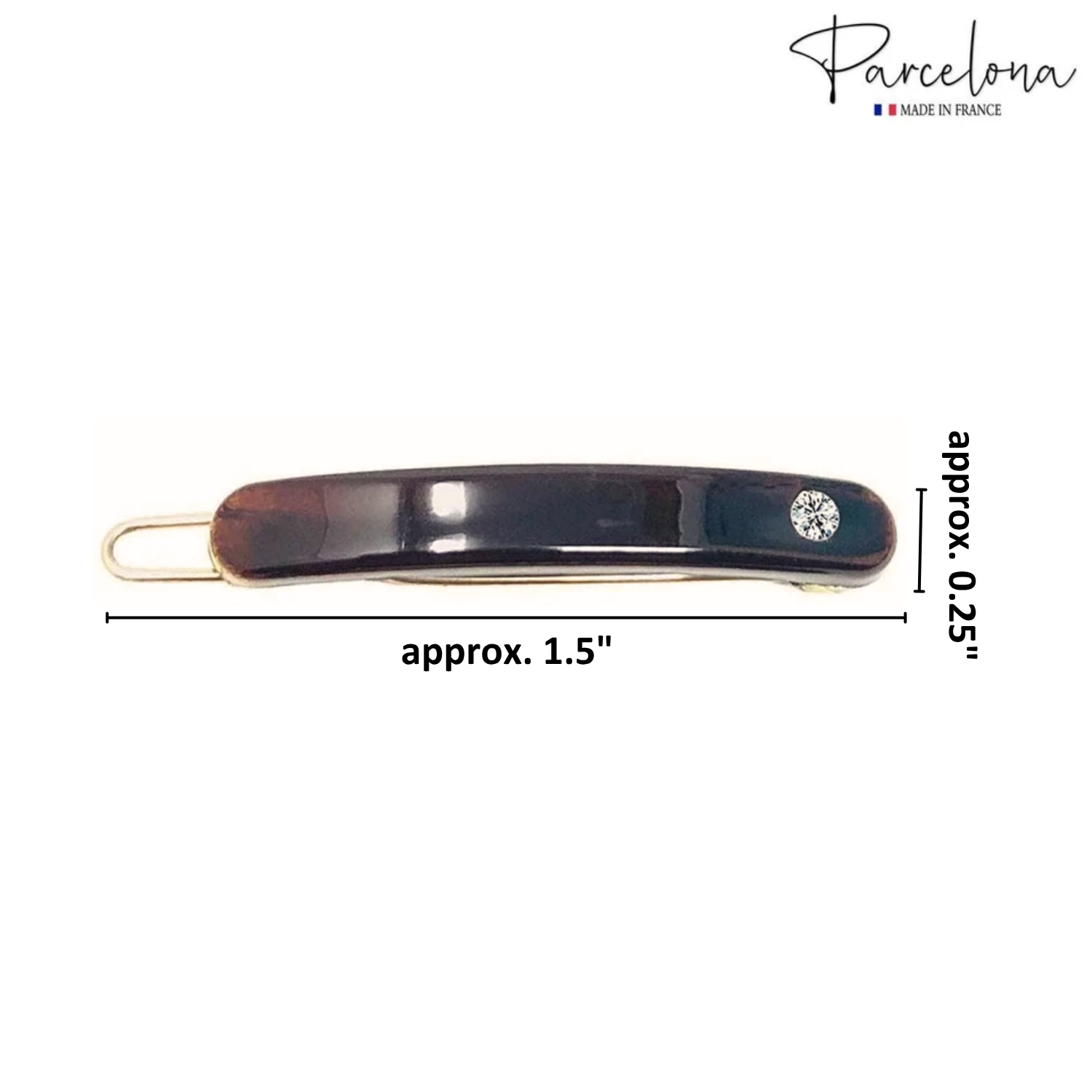 Parcelona French Mini Oblong 1.5" Set of 4 Crystal Hair Clip Barrettes for Women