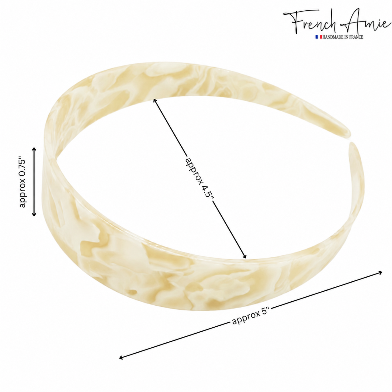 French Amie Ultracomfort Wide 1 1/4" Cellulose Handmade French Hair Headband