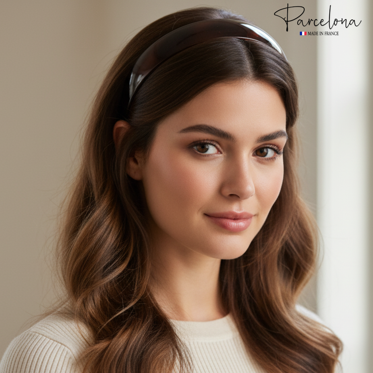 Parcelona Cellulose Acetate French Headband Inner Grip Teeth Hairband for Women