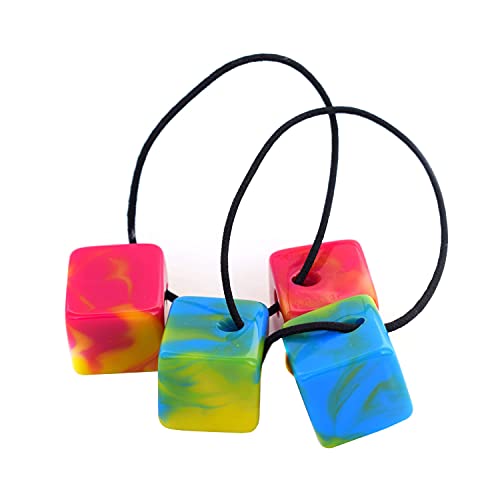Parcelona French Twin Cube Small Cellulose Acetate Elastic Hair Ties (2 Pcs)