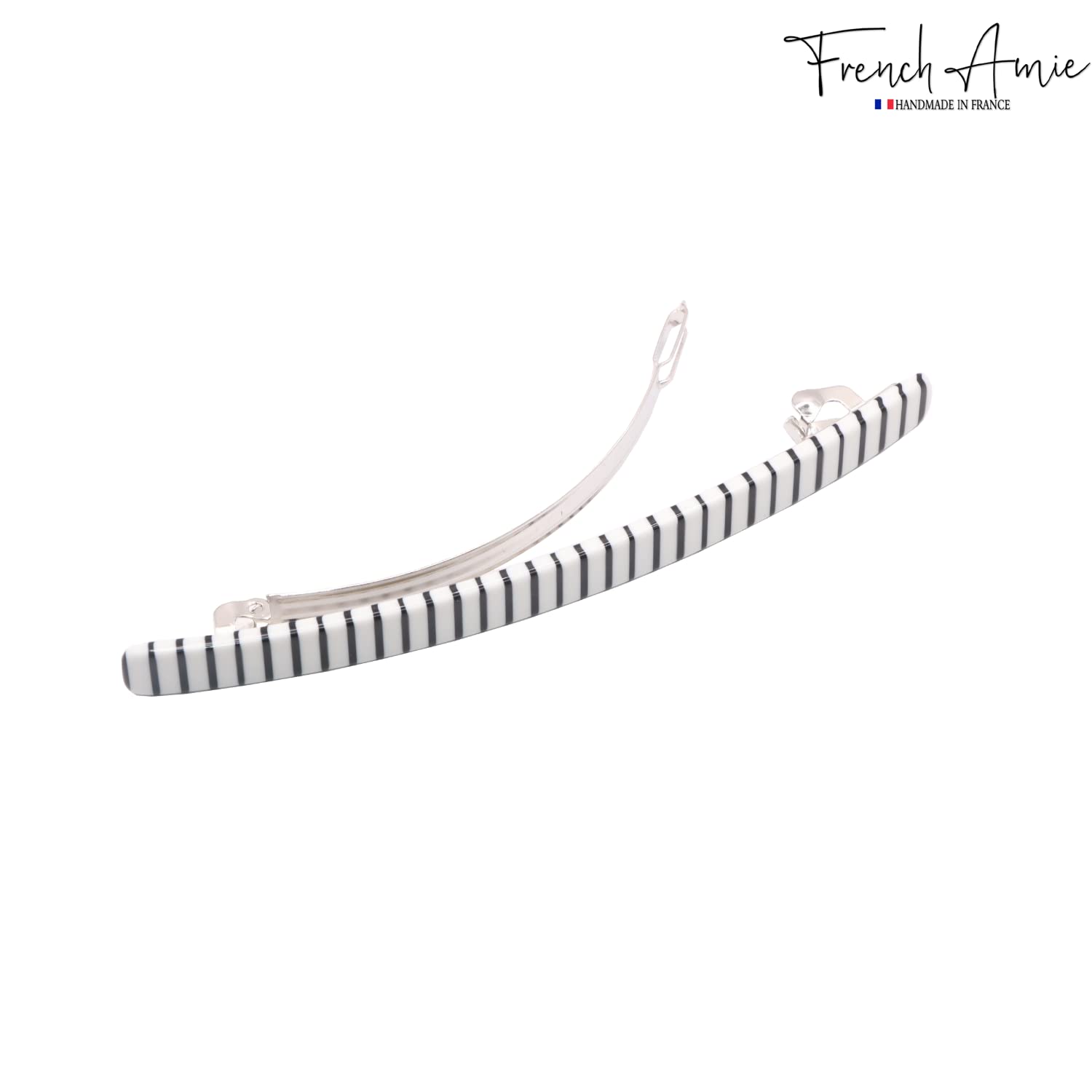 French Amie Long And Thin Large 4” Cellulose Handmade Hair Clip Barrette