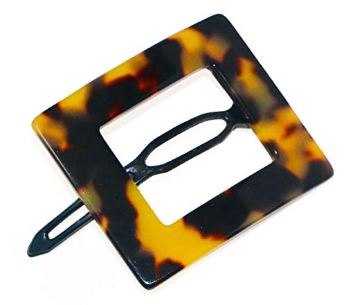 French Amie Squared Small Handmade Cellulose Metal Free Side Slide Hair Barrette