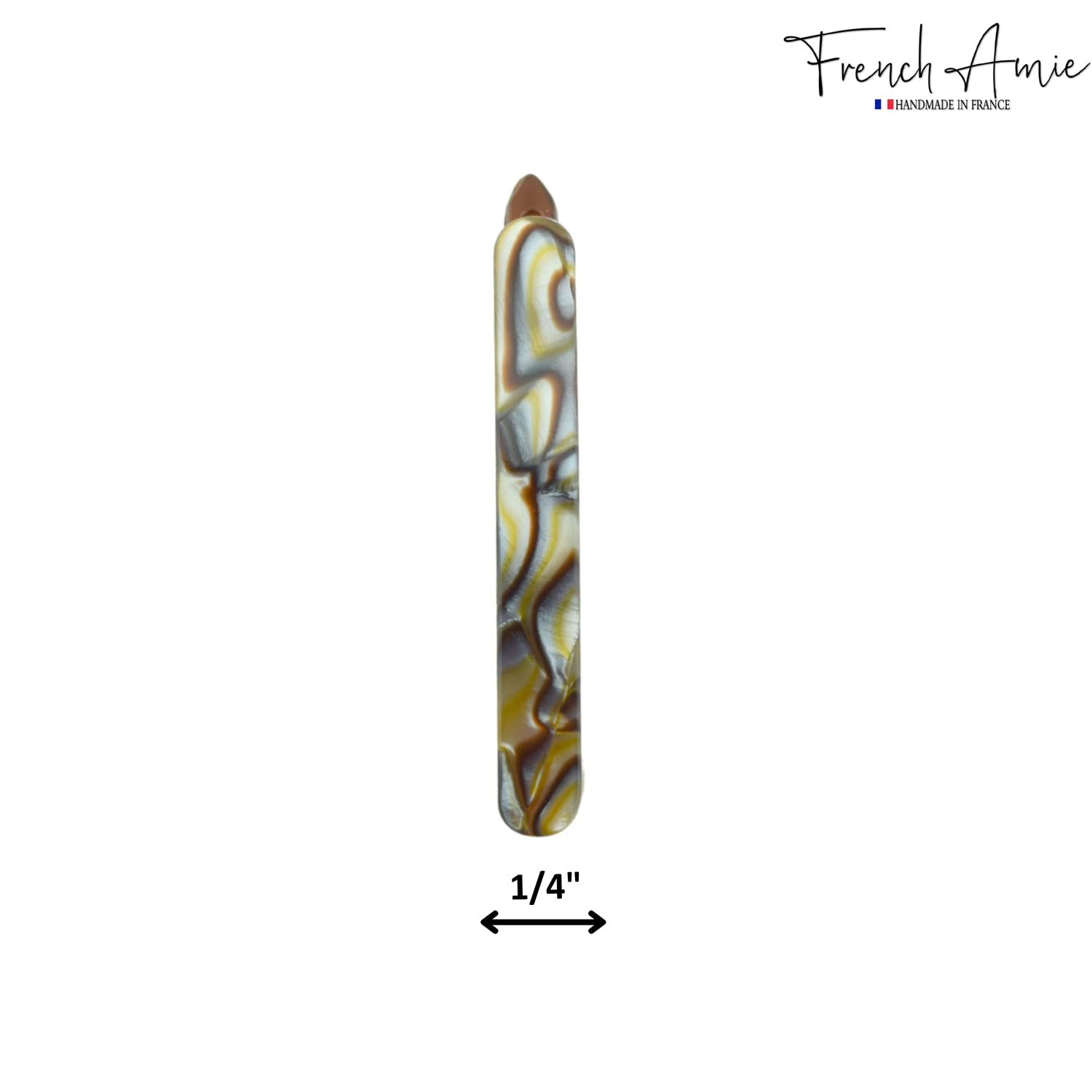 French Amie Rounded Oblong Small Cellulose No Metal Hair Slide Barrettes(2 Pcs)