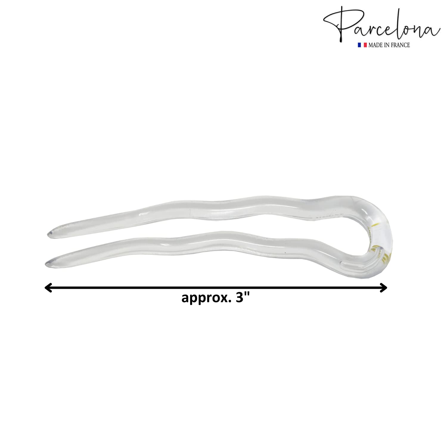 Parcelona French Mystic Large 3" Cellulose Chignon U Shaped Hair Pins(Set of 3)