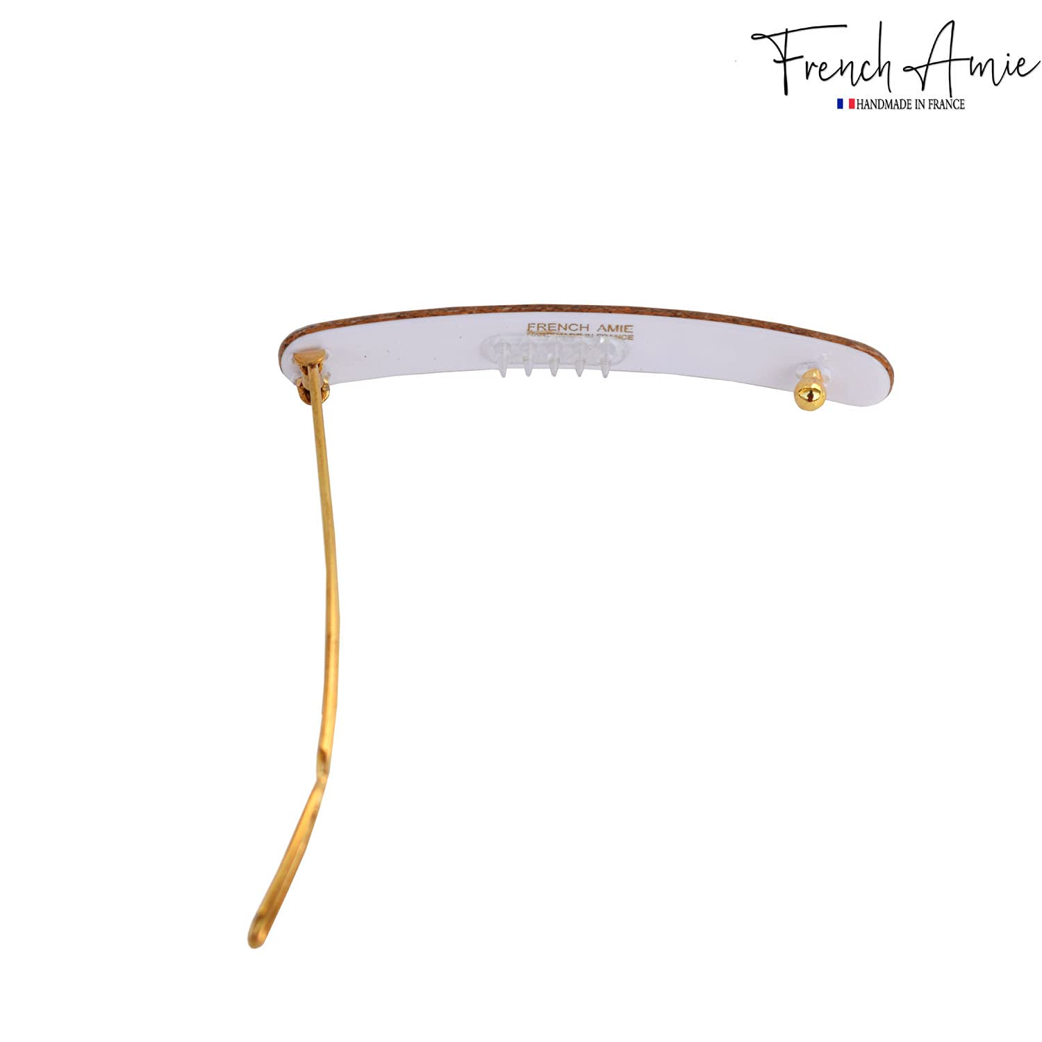 French Amie Rounded Oblong Golden Glitter Small Celluloid Snap Hair Clip 2Pcs