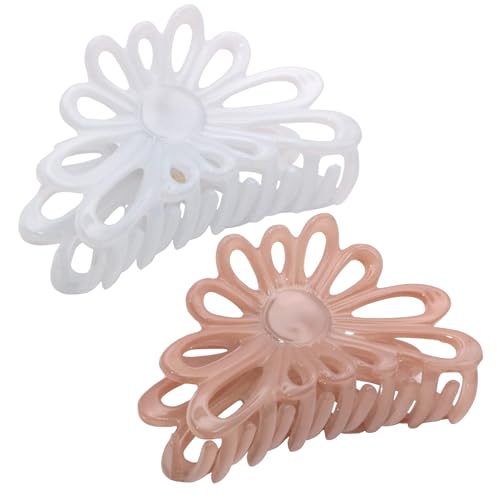 Parcelona French Plume Medium 3" Cellulose Acetate Hair Claw for Women (2 Pcs)